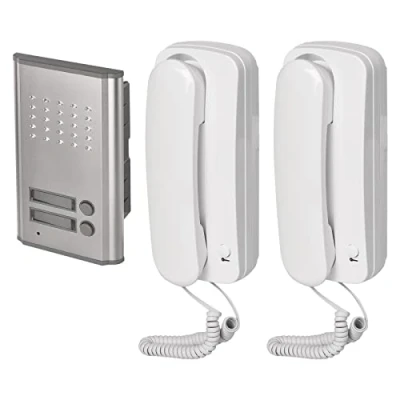 Immagine di EMOS Set di citofono Audio per Due partecipanti, Montaggio a Parete, Design Elegante, citofono/Kit con possibilità apriporta, Facile da Usare