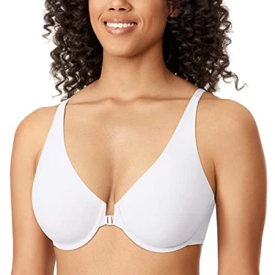 Immagine di DELIMIRA Reggiseno Apertura Frontale Senza Cuciture con Ferretto Donna Bianco 3C