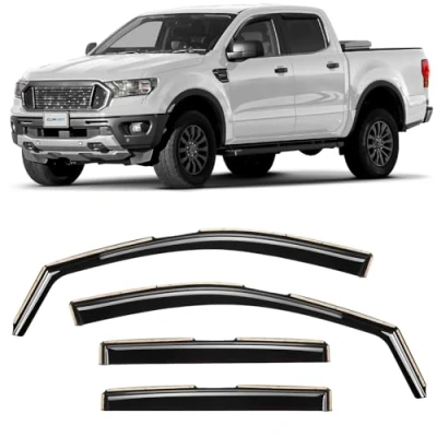 Immagine di CLIM ART deflettori Auto per/Compatibile con Ford Ranger 2011 2023 SuperCrew deflettore Auto, Aria, integrati, 4 Pezzi