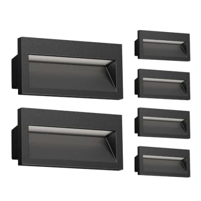 Immagine di ledscom.de 6 LED da incasso a parete NOLA, downlight per esterni, IP54, nero opaco, 140 x 70 mm, bianco caldo
