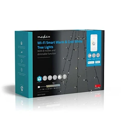Immagine di NEDIS SmartLife LED decorativo Albero Bianco da caldo a freddo 200 Esterno Motivi di movimento 5 x 4 m Android/IOS