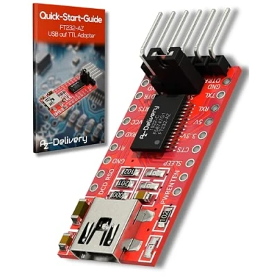Immagine di AZDelivery 5 x Adattatore Seriale compatibile con FT232RL da USB a TTL per 3,3V E 5V Arduino incluso un Book!