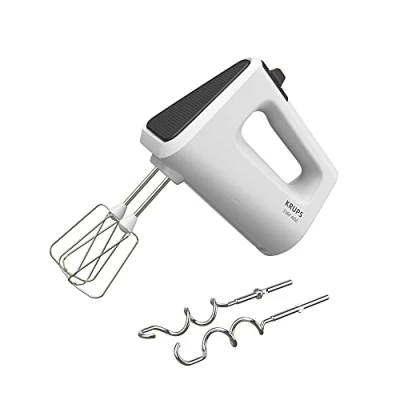 Immagine di Krups GN4001 3 Mix 4000 Frullatore manuale 450 Watt Design robusto Regolatore di velocità variabile Funzione turbo e espulsione Include 2 fruste ganci per impastare Bianco/Grigio