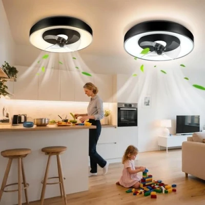 Immagine di Aigostar Ventilatore da Soffitto Smart con Luce, Compatibile Alexa, LED 40W, 4400LM, 2700K 6500K Dimmerabile, Plafoniera Telecomando e Gateway, 6 Velocità, φ50CM,2 Unità