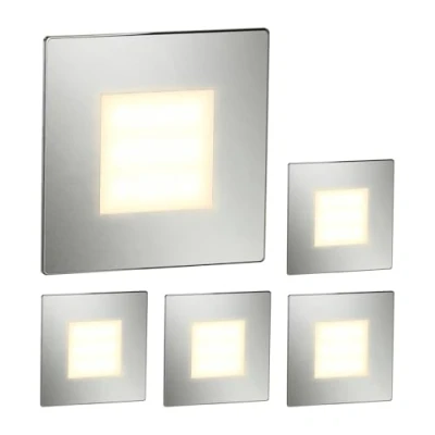 Immagine di ledscom.de 5 LED luce per scale/apparecchio da incasso FEX interni ed esterni, angolare, acciaio inox, 85 x mm, bianco caldo