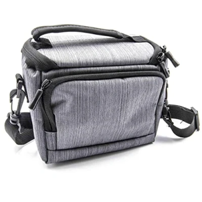 Immagine di vhbw borsa in poliestere grigia compatibile con fotocamera Nikon D5300, D5500, D60, D600, D610, D70, D700, D7000, D7100, D7200, D750, D80, D800, D810, D90