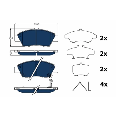Immagine di TRW GDB3493BTE Kit pastiglie freno con segnalatore acustico usura accessori HONDA: Jazz 3, Insight II Hatchback, CR Z