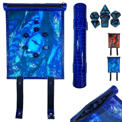 Immagine di Power Beast Dungeon 2 in 1 Borsa Porta Dadi e Tavola Drago, Vassoio con set di dadi, +7 Pezzi Inclusi, D&amp;D, Dungeons and Dragons, DND, RPG, Giochi Ruolo. (ICEDRAGON)