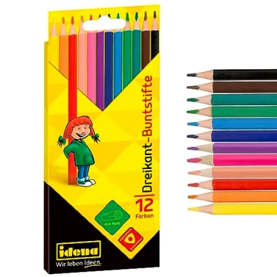 Immagine di Idena 20134 Pastelli in 12 Colori, matite Colorate Legno FSC a Forma Triangolare ergonomica, confezionate Astuccio di Cartone, Multicolore