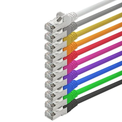 Immagine di 0,25m 10 couleurs pièces CAT5 Câble Ethernet Set Réseau RJ45 de Patch LAN CAT 5e 100 MHz compatible avec 6 / 6a 7 pour le switch, routeur, modem, Patchpannel, point d&#039;accès, panneaux brassage