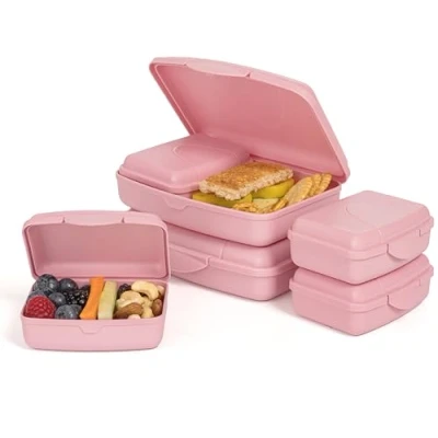 Immagine di Hausfelder set di contenitori per il pane piatti Contenitore pranzo scuola e l&#039;ufficio con scomparti (rosa rosa, da 6)