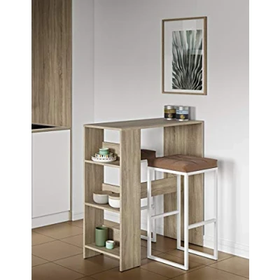 Immagine di Temahome Tavolo da Bar Gavarnie, Particle Board, Beige (Oak), 94 x 40 101 cm