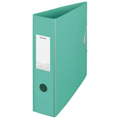 Immagine di Esselte Raccoglitore con Meccanismo a Leva, Contiene fino 500 Fogli in Formato A4, Utilizzabile Casa e Ufficio, Gamma Colour&#039;Breeze, Motivo Rilievo, Dorso da 82 mm Verde