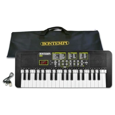 Immagine di Bontempi KeyRhythm Tastiera Digitale a 37 Tasti, Passo 2 cm con Presa per Cuffie, Striscia Pentagrammata, Metronomo e Transposer, 53,4x19,9x6,9
