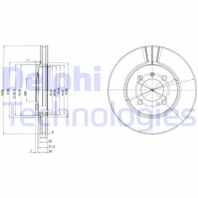 Immagine di DELPHI BG2347 Disco freno 260 22 4 ventilato Oleato non trattato senza cuscinetto ruota, anello sensore ABS BMW: 3 Sedan, Cabrio