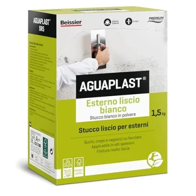 Immagine di AGUAPLAST SR5 Stucco per esterni/interni liscio bianco riempimenti e rasature 1,5kg