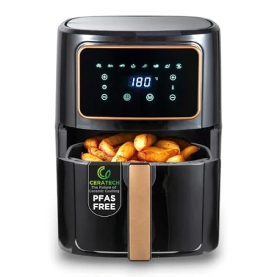 Immagine di BERGNER COPPER Friggitrice ad aria 1800W 6.9L 8 Programmi di cottura Regolazione della temperatura 80 200C Timer fino a 30 minuti Rivestimento Ceratech Finitura lucida