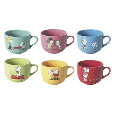 Immagine di Excelsa Peanuts Set 6 Tazze Jumbo, Ceramica, Multicolore, unità (Confezione da 1), 400 ml