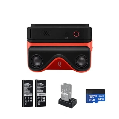 Immagine di Kandao fotocamera 3D, stereoscopica a doppia lente 180 gradi, touch screen da 2,5&quot;, visualizzatore 3D con display istantaneo, QooCam EGO, kit nero.