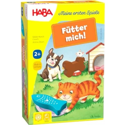 Immagine di HABA 305473 I Miei Primi Giochi Nutri Me! Gioco di assegnazione a Partire dai 2 Anni per 1 5 Giocatori con Figure in Legno Tema Animali Domestici, Tempo min, trasmette la