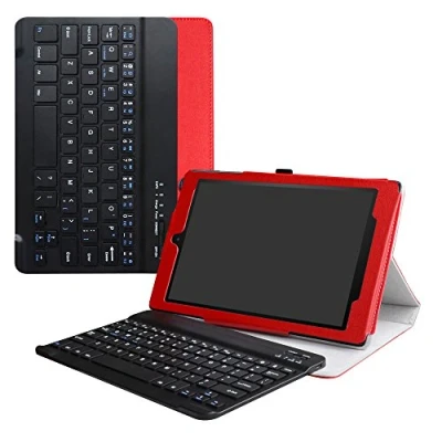 Immagine di LiuShan per Amazon Fire HD 10 Custodia,Staccabile Tastiera QWERTY (Layout Inglese) Custodia Android Tablet(5th /7th /9th Generation) 10.1 pollici Tablet,Rosso