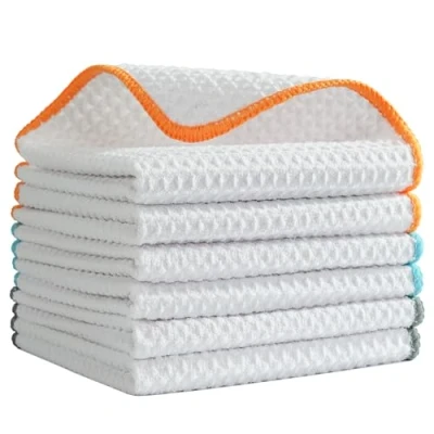 Immagine di POLYTE Strofinacci da cucina in microfibra ultra premium, trama a nido d&#039;ape, confezione 6 (30,5 x 30,5 cm, bianco)