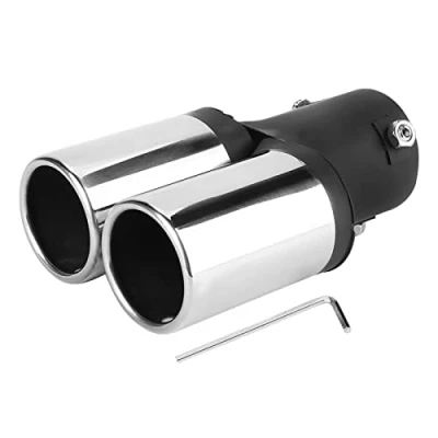 Immagine di scarico doppio auto universale + punta del silenziatore di in acciaio inossidabile per modificato tubo posteriore coda gola