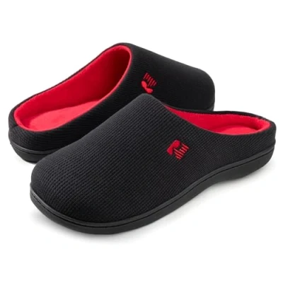Immagine di RockDove Bicolore Pantofola da Uomo in Memory Foam, 42/43 EU, Nero e Rosso