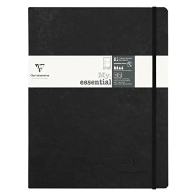 Immagine di Clairefontaine 794431C Taccuino My.Essential Age Bag, formato B5 (19 x 25 cm), con rilegatura a filo, 96 fogli numerati, pois, carta avorio 90 g, colore: Nero