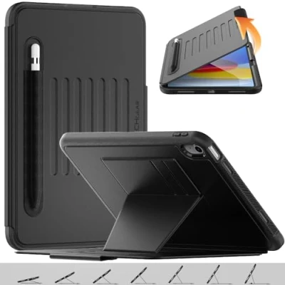 Immagine di TECHGEAR custodia enduro per Apple iPad 10a generazione 11,9 pollici / 10 2022, resistente e robusta, con chiusura magnetica flip [sleep/wake] a prova di caduta [supporto multi angolo]