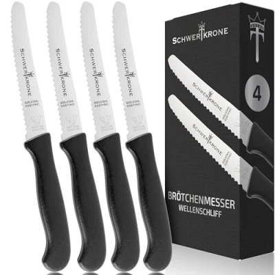 Immagine di Schwertkrone Coltelli da tavola, Coltello bistecca per verdure e pane, colore Nero