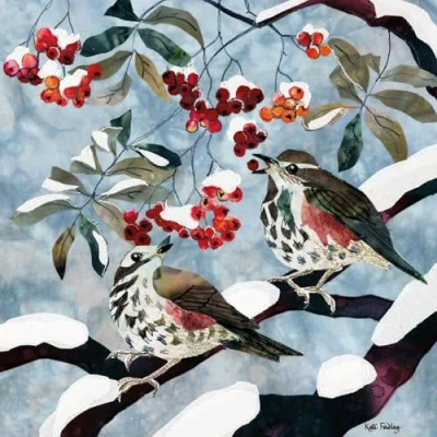 Immagine di Museums and Galleries Biglietti natalizi di beneficenza, confezione da 5, con design Redwings e Rowan, ecologici