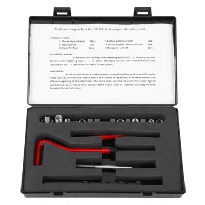 Immagine di kit di riparazione filettatura 25 pezzi, trapano HSS M7 x 1 SAE