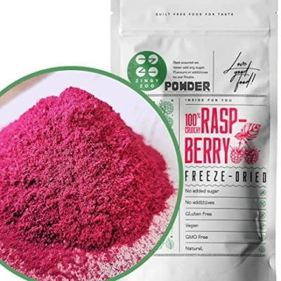 Immagine di ZINGY ZOO Polvere di Lamponi DisidratatiXL 500g Frutta Liofilizzata In PolvereLamponi Liofilizzati Vegan EssiccatiFrutti Bosco Disidratati Frutti Rossi PolvereFreeze Dried Raspberry
