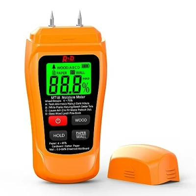 Immagine di Misuratore di umidità del legno Due perni Digital Wall Moisture Detector Tester della carta per materiale da costruzione in Pareti legna ardere Pavimento