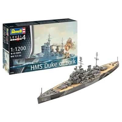 Immagine di Revell Modellismo I set HMS Duke of York, scala 1:1200, 45 pezzi, fai da te a partire dai 12 anni, modello fedele ai dettagli, nave storica, kit per modellini