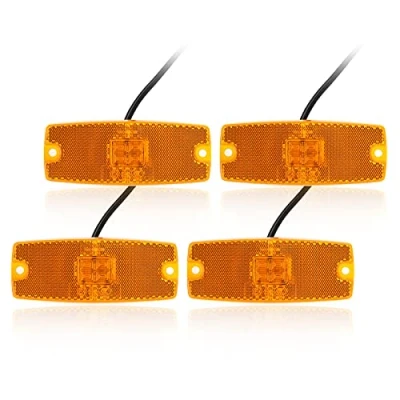 Immagine di Qiping Set di 4 luci Posizione LED 12v 24v fanali d&#039;ingombro Giallo, Laterali con riflesso per Camper, roulotte e rimorchi