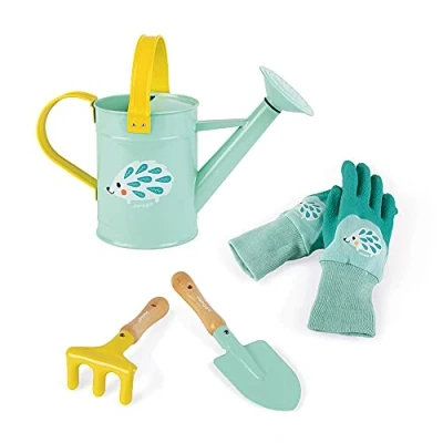 Immagine di Janod Set Del Piccolo Giardiniere Happy Garden, Di 4 Utensili Da Giardinaggio per Bambini, Lo Sviluppo Della Motricità Fine, Color Menta 3 Anni in su, J03187