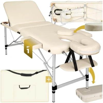 Immagine di TecTake LETTINO MASSAGGI IMBOTTITURA ESTETISTA MASSAGGIO PORTATILE IN ALLUMINIO (Beige No. 401047)