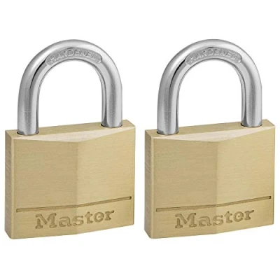Immagine di Master Lock 140EURT Confezione da 2 Lucchetti con Chiavi in Ottone, Oro, 6 x 4 1.3 cm