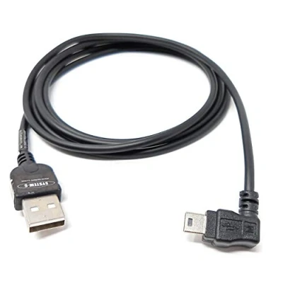 Immagine di SYSTEM S 140 cm Cavo USB 2.0 per a Mini B 5 Pin Connettore ad Angolo retto 90 Gradi Sinistra