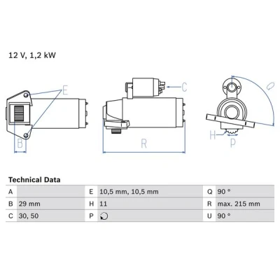 Immagine di BOSCH 0 986 023 570 Motorino di avviamento 12 1,2 11 FORD: S Max Mk1, Transit Mk6 Van, Focus 2, VOLVO: V50, XC60 I, C30