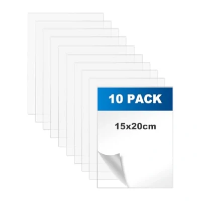 Immagine di 10 Pezzi 15x20cm Lastre Plexiglass 1mm Fogli acrilici in Trasparente Pannello per Decorazione Domestica, Visualizzazione di Progetti, Cornice, Pittura