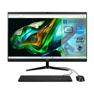 Immagine di Acer Aspire C27 1800 Computer Fisso All in One, Pc Desktop, Processore Intel Core i5 12450H, Ram 8 GB DDR4, 512 SSD, Display 27&quot; IPS FHD LED LCD, UHD, Wifi, Webcam, Windows 11 Home