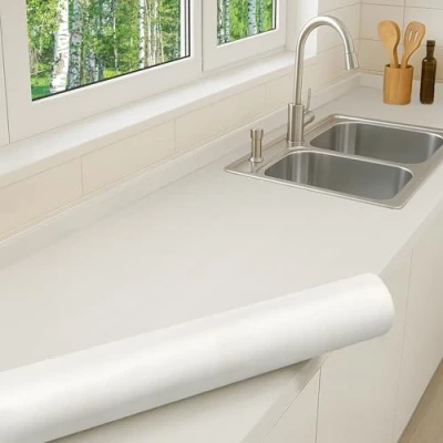 Immagine di pellicola autoadesiva per porte e mobili, decorativa cucina, armadietti, di legno foglio bianco MEMPHIS Larghezza del rotolo 90 cm