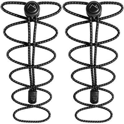 Immagine di CampTeck U6602 No Tie Lacci, Lacci Elastici per Scarpe con Sistema Autobloccanti Nero 1 Paio