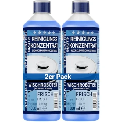 Immagine di 2 x 1000 ml detergente concentrato per robot pulitore profumo extra fresco senza aloni e schiuma + dosatore pavimenti molto altro ancora.