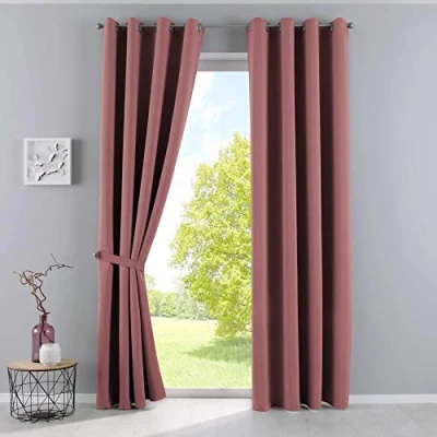 Immagine di Gardinenbox Newyork 201920600 2 Tende oscuranti oscuranti, con occhielli, colore rosa antico, 225 x 140 cm, confezione da pezzi, colore: antico