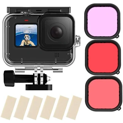 Immagine di TELESIN Custodia impermeabile per GoPro Hero 11/10/9 60M con supporto a sgancio rapido 11 10 9 + 3 filtri 6 panni anti appannamento