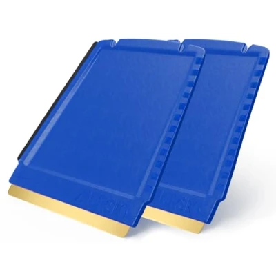 Immagine di L&amp;P A052 Raschietto per ghiaccio [ 2 pezzi ] Murska Ottone piccolo molto efficiente auto rapidamente gratta raschiaghiaccio spatola (colore blu)